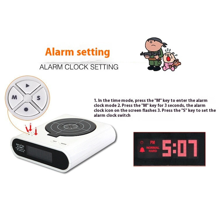 Electronics Desk Clock Digital Gun Alarm Clock Gadget Target Laser Shoot For Children's Alarm Clock Table Awakening