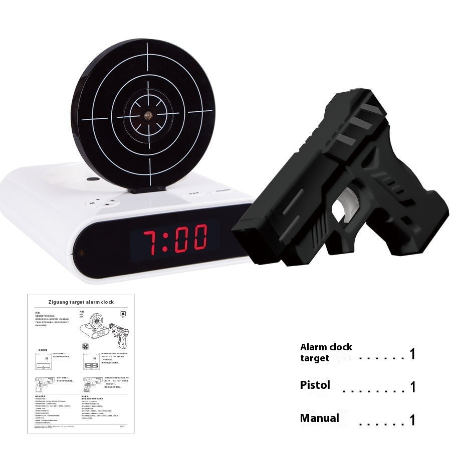 Electronics Desk Clock Digital Gun Alarm Clock Gadget Target Laser Shoot For Children's Alarm Clock Table Awakening